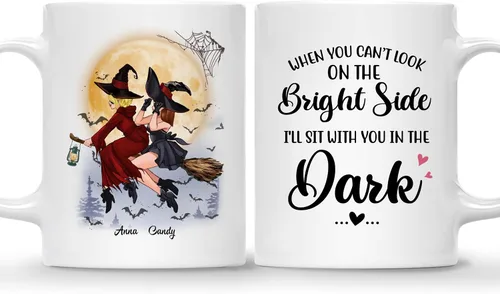 Miniatura 12 de Gossby Taza de café personalizada con texto en inglés "Always Sister", regalo personalizado para hermana con diseño, nombre, taza de Halloween