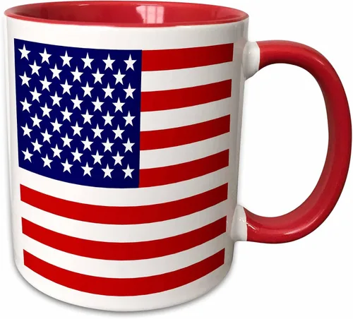 Miniatura 13 de 3dRose Bandera americana - Patriotic USA estrellas y rayas rojo blanco y azul - 4 de julio America Patriot 11oz taza negra bicolor