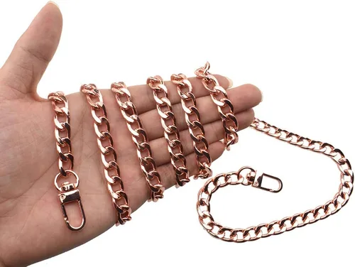 Miniatura 25 de HAHIYO Correa metálica de cadena para bolso de 43.3' de oro para bolso cruzado, bandolera y bolso de mano, cómoda y plana de 0.4' de ancho, extra