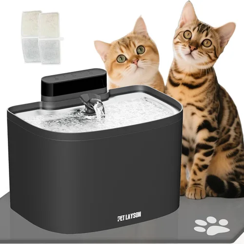 PET LAYSON - Fuente de agua para gatos sin bombas, fuentes inalámbricas inteligentes que funcionan con pilas, 3.6L/122 onzas con tecnología Maglev,