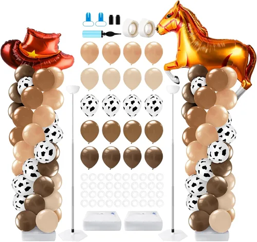 Miniatura 8 de Kasyat Juego de 2 soportes de columna de globos para fiesta de arañas con 2 arañas y 100 globos de látex rojos, azules y negros, soportes de arco
