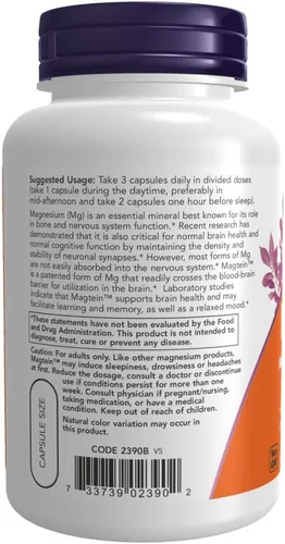 Miniatura 3 de NOW Foods Magtein, 90 cápsulas vegetales (paquete de 2)