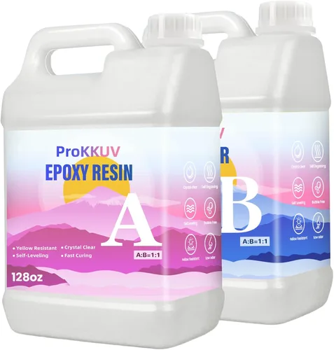 Miniatura 7 de Kit de resina epoxi, resina epoxi transparente de 32 onzas, sin burbujas, no se amarillea, resistente a los rayos UV, seguro para alimentos, fácil