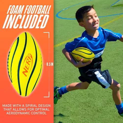 Miniatura 3 de Nerf - Cinturones de fútbol con bandera de 10 jugadores + juego de pelotas, banderas juveniles + fútbol de espuma junior para niños, kit completo