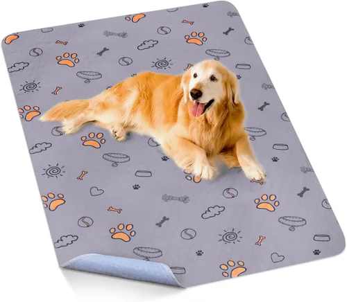 Miniatura 14 de Almohadillas lavables para orina para perros, paquete de 2 unidades grandes de 48 x 48 pulgadas, almohadillas reutilizables súper absorbentes