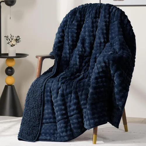 Miniatura 17 de Cottonblue Manta con peso de 15 libras de forro polar de burbujas felpa Sherpa para adultos, se adapta a camas de tamaño individual/matrimonial