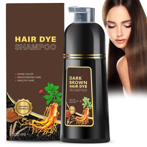 Champú de tinte para el cabello 3 en 1, champú con ingredientes herbarios, tinte para cabello negro para mujeres y hombres, champú de cobertura de