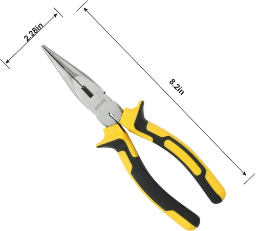 Miniatura 7 de DOWELL Alicates de punta de aguja, alicates de punta larga de 8 pulgadas con cortador de alambre para joyería, construcción de acero al níquel cromo