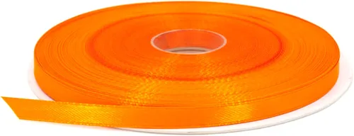 Cinta de satén naranja, 1/4 pulgadas x 50 yardas, color sólido de doble cara, rollo de cinta gruesa y duradera, 100% poliéster para envolver