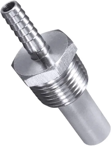 Miniatura 3 de Piedra de difusión de oxigenación en línea de 0.5 micrones, 1/2 "NPT manguera Barb Piedra de aireación de acero inoxidable Piedra de carbonatación