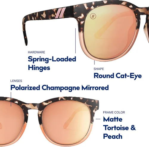 Miniatura 23 de Blenders Eyewear Serie H - Gafas de sol polarizadas - Ojo de gato redondo, bisagra con resorte - 100% protección UV - Para mujer