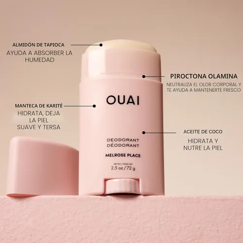 Miniatura 7 de OUAI Desodorante sin aluminio - Desodorante para mujeres con control de olor de 24 horas y aplicación invisible - Enriquecido con notas de rosa