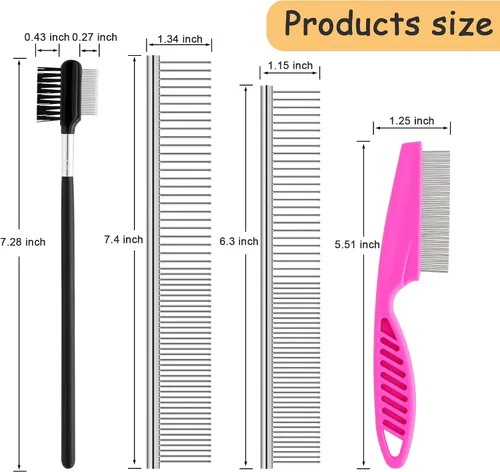 Miniatura 2 de Paquete de 10 peines para pulgas para perros, peines de acero inoxidable para perros y gatos con dientes redondeados para eliminar pulgas, piojos