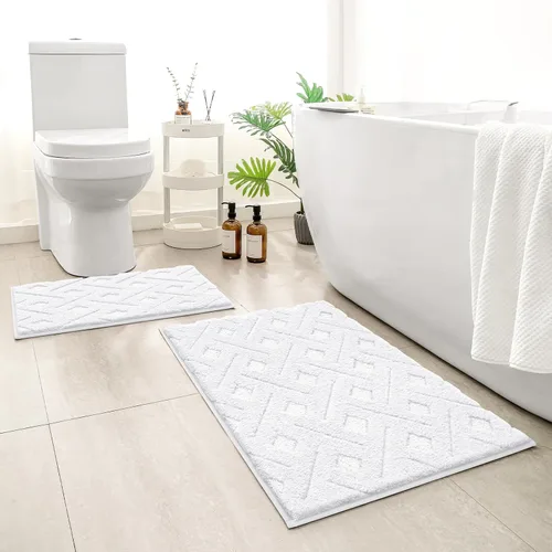 Miniatura 14 de HOMEIDEAS - Juego de alfombras de baño de 2 piezas, antideslizantes, lavables a máquina, de felpa extra suave y absorbente, para baño, tina y ducha