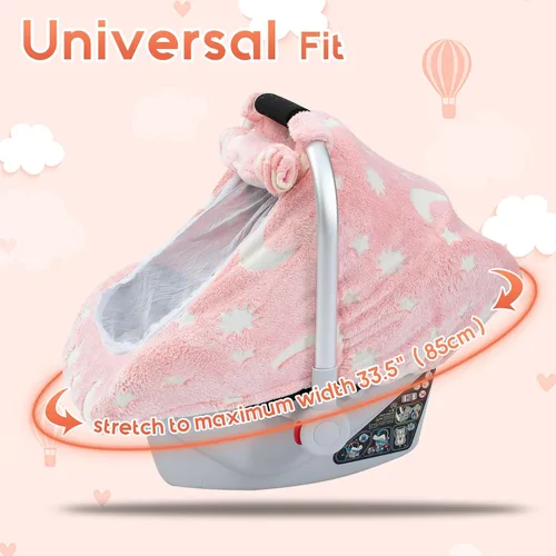Miniatura 5 de Funda de invierno para asiento de automóvil para bebé, funda de asiento de automóvil infantil que brilla en la oscuridad, capota acogedora y cálida