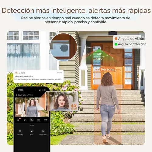 Miniatura 7 de Girafit Cámara de ventana de 3 MP 2K, cámaras de interior WiFi de 2.4 GHz y 5 GHz para seguridad del hogar, paquete de 2 con visión nocturna a