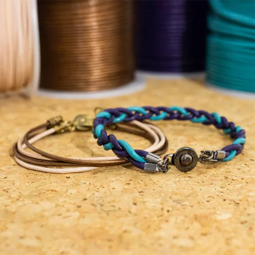 Miniatura 5 de Tiras redondas de cuero genuino de 0.079 pulgadas para pulseras, collares, cuentas y otras joyas – 10 yardas / 29.9 ft – turquesa