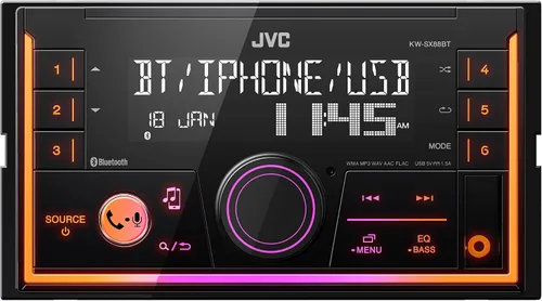 Miniatura 2 de JVC KW-SX88BT estéreo de coche Bluetooth de doble DIN con receptor multimedia digital y chasis poco profundo, pantalla de color variable, USB