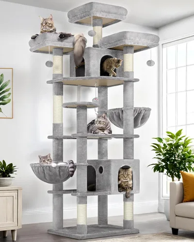 Miniatura 11 de Globlazer Árboles y Torres para Gatos para Múltiples Gatos Adultos, Torre de Árbol para Gatos XXL Alta de 82 Pulgadas para Gatos