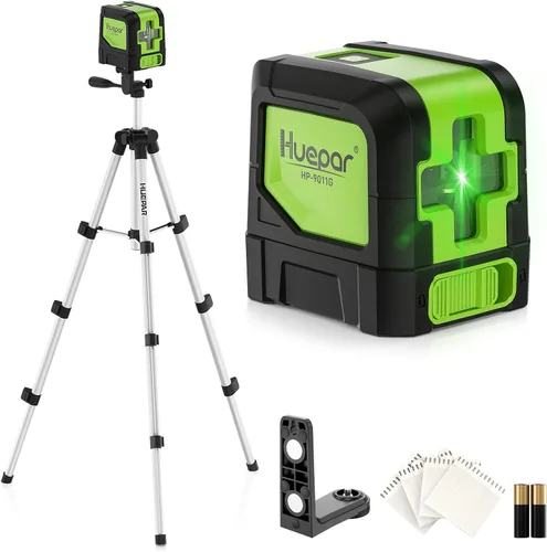 Miniatura 10 de Huepar - Nivel láser, láser de línea cruzada verde autonivelante de 100 pies para colgar fotos, azulejos, decoración y construcción de bricolaje