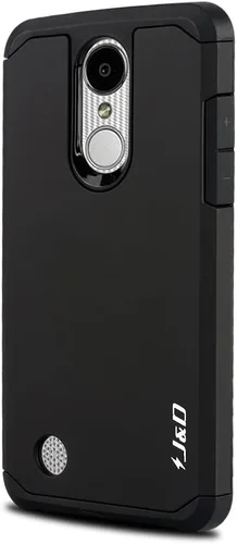 Miniatura 3 de J&D Funda protectora resistente de doble capa híbrida a prueba de golpes para LG Aristo/Phoenix 3/K8 2017/Fortune, funda protectora resistente, Negro