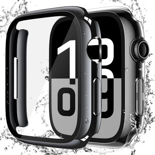 Miniatura 31 de Misxi Paquete de 2 fundas impermeables con botón diseñadas para Apple Watch Series 3 Series 2 de 38mm, funda rígida de policarbonato anticaídas