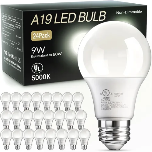 Miniatura 10 de TJOY Bombillas LED A19, foco LED equivalente a 60 vatios, luz blanca cálida suave 2700K, eficiente 9W, casquillo E26 estándar, foco de ahorro