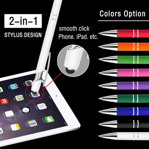 Miniatura 2 de Bolígrafo personalizado, 50 bolígrafos personalizados, grabado a granel con logotipo de nombre, lápiz digital de tinta negra suave con toque