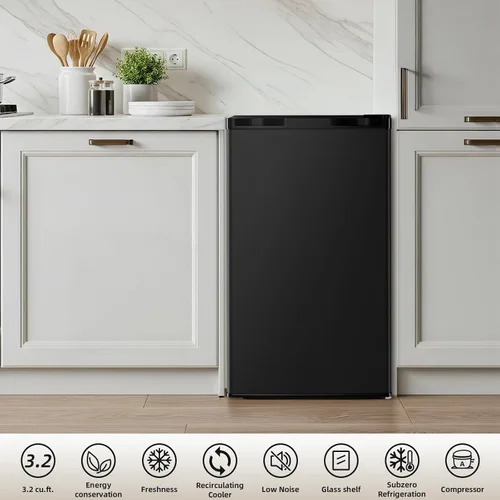 Miniatura 6 de Antarctic Star - Refrigerador compacto de 3.2 pies cúbicos con congelador, mini refrigerador de puerta única con termostato ajustable, estantes