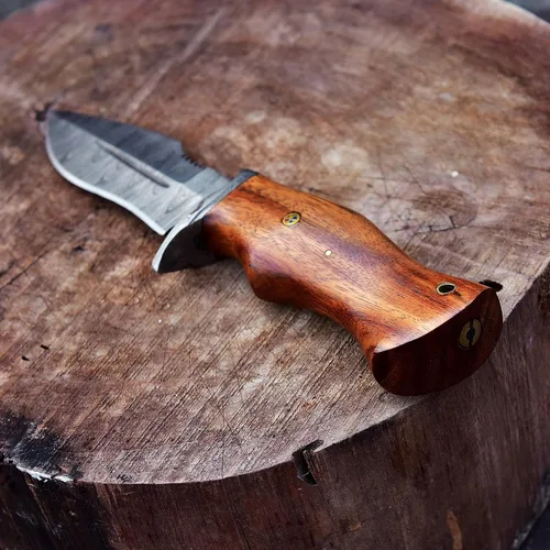 Miniatura 6 de 10 "hecho a mano forjado de acero de Damasco caza supervivencia desollar bushcraft cuchillo EDC Horizontal llevar vaina