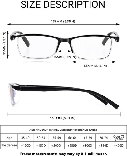 Miniatura 5 de TERAISE Gafas de Lectura Anti-luz Azul de Moda para Hombres y Mujeres Lector de Computadora 3 negro + 1 sol
