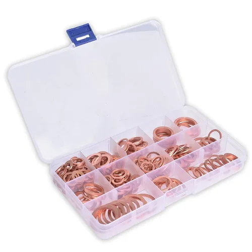 Miniatura 4 de WFLNHB Surtido de arandelas de cobre, 280 piezas de arandelas planas de cobre macizo, 12 tamaños SAE para electrodomésticos industriales y eléctricos