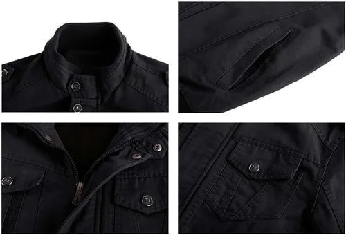 Miniatura 6 de Crysully - Chaqueta cortavientos para hombre, estilo informal y cuello militar, para primavera-otoño