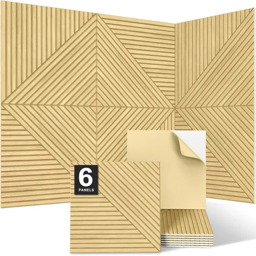 Miniatura 18 de JBER Paneles acústicos para pared - 6 piezas de 23.6 X 23.6 pulgadas con estampado de patrón de madera, paneles insonorizantes decorativos Lago
