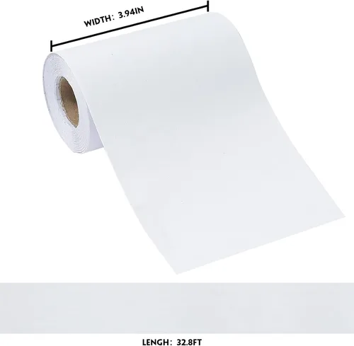 Miniatura 2 de WADILE 10 m de cenefa de papel pintado de grano de madera blanco, marco de espejo extraíble, impermeable, papel de pared autoadhesivo, para pegar