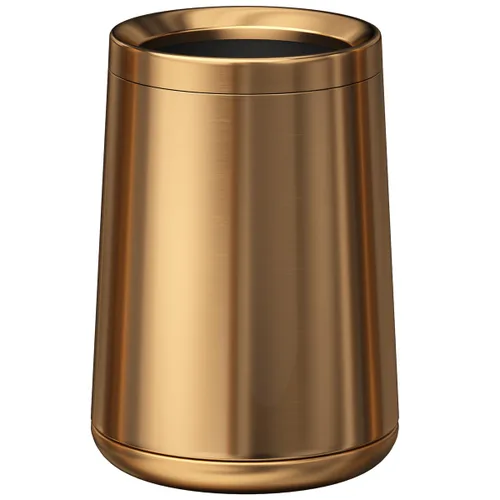 Miniatura 9 de Basurero de oro cepillado de 10L/2.6 galones, cubo de basura de acero inoxidable, cubo de basura cónico con apertura superior, bote de basura dorado