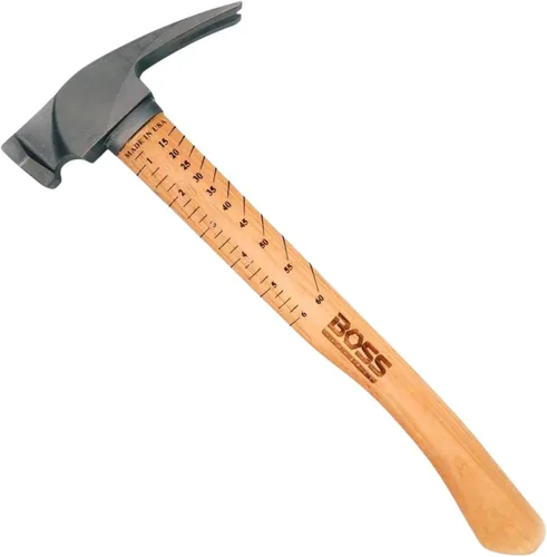 Boss Hammer Martillo de titanio Ti64 de grado de construcción de 12 onzas – Mango de nogal Tennessee – Cuadrado de encuadre, diseño de garra,