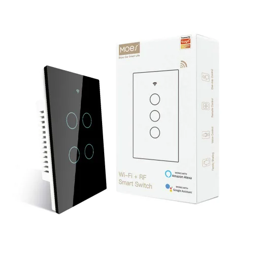 Miniatura 8 de MOES Smart WiFi RF Interruptor Táctil Doble de 2 Vías para Persianas de Cortina con Motor Eléctrico de Persiana Enrollable, Aplicación Tuya Smart