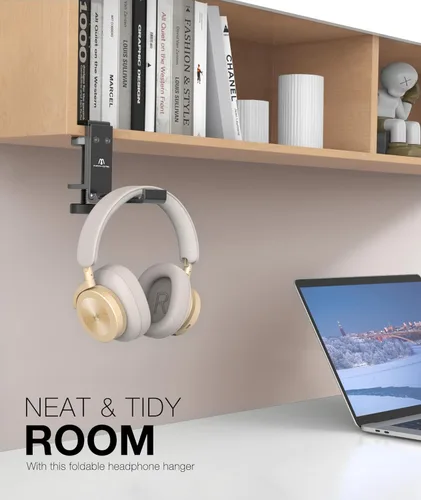 Miniatura 3 de Nuevo soporte plegable para auriculares con gancho de aluminio para auriculares con barra de sonido, soporte para auriculares con abrazadera, gancho