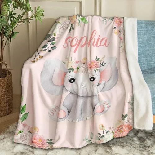 Miniatura 18 de Manta de bebé personalizada con nombre, manta personalizada con nombre de elefante, regalos para recién nacidos, mantas súper suaves para cama