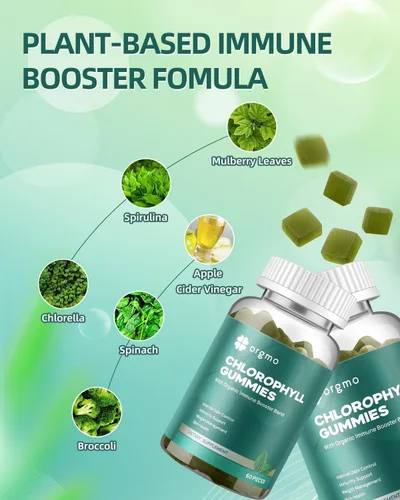Miniatura 4 de Gomitas de clorofila para olor corporal, sin azúcar, 120 unidades, suplemento desodorante interno para mujeres/hombres con ACV Chlorella Spirulina