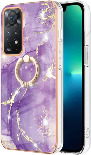 Miniatura 2 de Funda de teléfono para Xiaomi Redmi Note 11 Pro 5G/4G, IMD Marble Shiny Ring Kickstand Case para niñas, lente de cámara y cubierta protectora