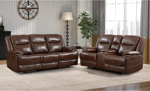Miniatura 8 de EBELLO Genuine Leather Recliner Manual Chair for Living Room, 1 Seater Reclining Sofa Chair with Headrest and Armrest, Modern Durable Home Furniture