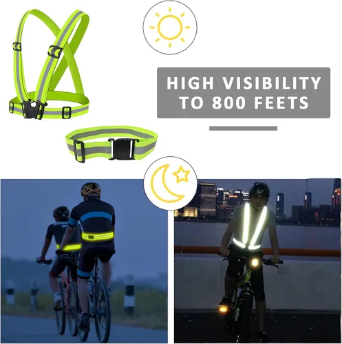 Miniatura 5 de Chaleco reflectante - Chaleco reflectante para correr, chaleco reflectante para correr con correas de seguridad, reflector de alta visibilidad