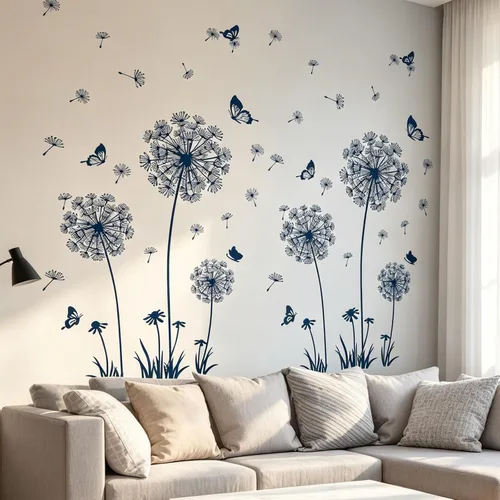 Arawat 2 Juego de Calcomanías de Diente de León para Pared Pelar y Pegar Calcomanías de Pared de Diente de León Azul Adhesivos de Pared Florales