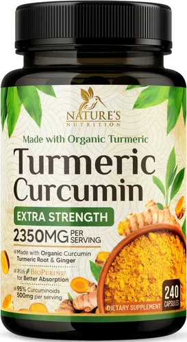 Miniatura 10 de Suplemento de curcumina de cúrcuma de 1750 mg con cúrcuma y jengibre orgánicos, 95% curcuminoides, pimienta negra BioPerine para una mejor