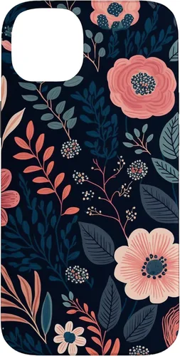 Miniatura 14 de Boho Navy Blue and Pink Floral Botanical Pattern Flower Art Case for iPhone 17