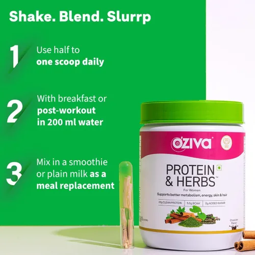 Miniatura 5 de OZiva Proteínas y hierbas, mujeres con multivitaminas, curcumina, shatavari, tulsi para mejorar el metabolismo, equilibrio hormonal y la piel, salud