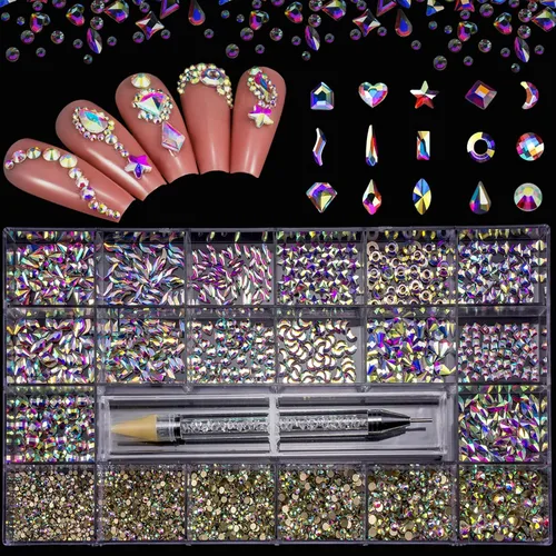 Miniatura 8 de 2400 diamantes de imitación para arte de uñas, gemas de diamantes de imitación rojos con parte trasera plana, cristal redondo, siam, 6 tamaños