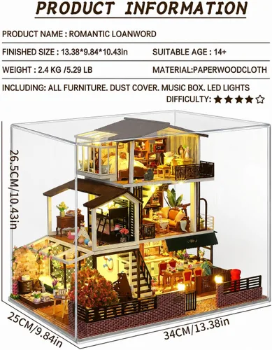 Miniatura 2 de Spilay - Kit de muebles de madera para casa de muñecas en miniatura de bricolaje, modelo de castillo grande hecho a mano, juguetes creativos